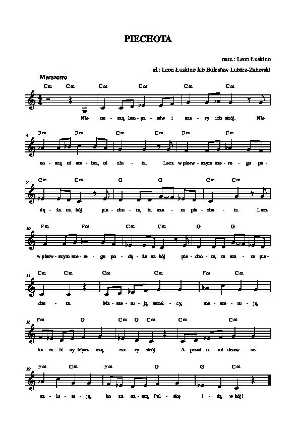 télécharger la partition d'accordéon Piechota (Infanterie) (Marche) au format PDF