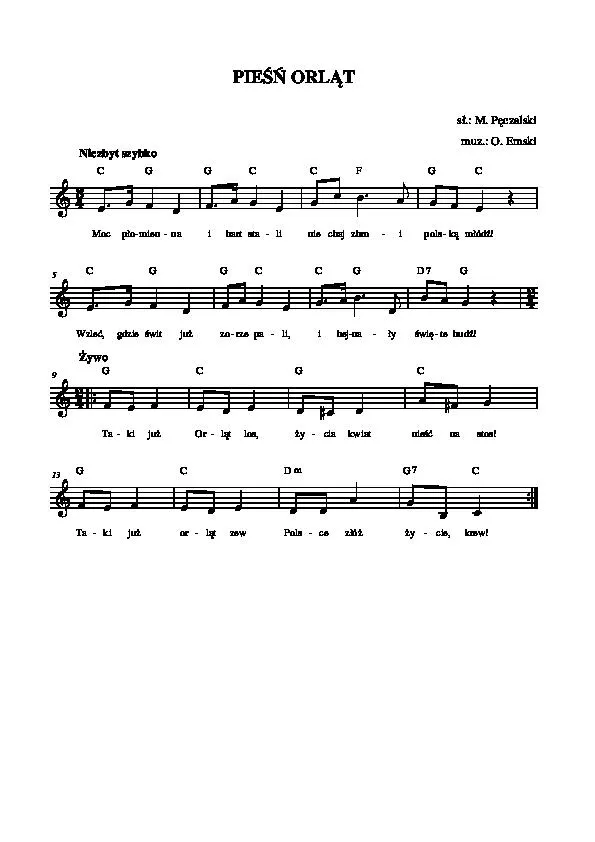 télécharger la partition d'accordéon Piesn Orlat (Folk) au format PDF