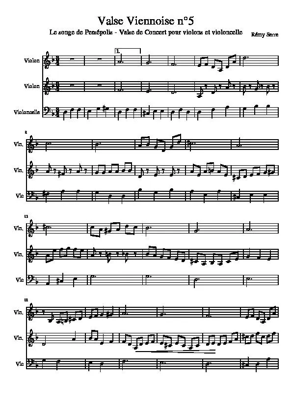télécharger la partition d'accordéon Le songe de Persépolis : Valse Viennoise n°5 (Valse de concert pour violons et violoncelle) au format PDF