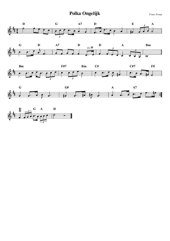 télécharger la partition d'accordéon Polka ongelijk au format PDF