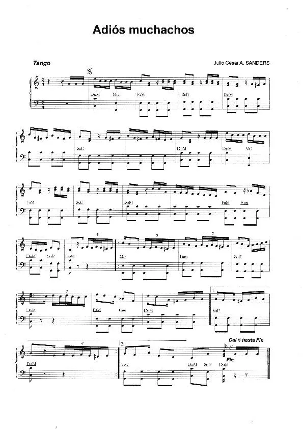 télécharger la partition d'accordéon Adios Muchachos (Tango) au format PDF