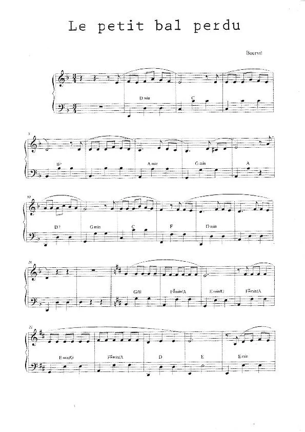 télécharger la partition d'accordéon Le bal perdu (Chant : Bourvil) (Valse)  au format PDF