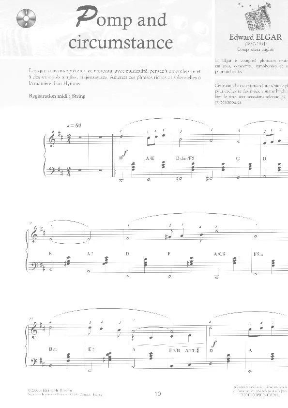 télécharger la partition d'accordéon Pomp und circumstance (Hymne Marche) au format PDF
