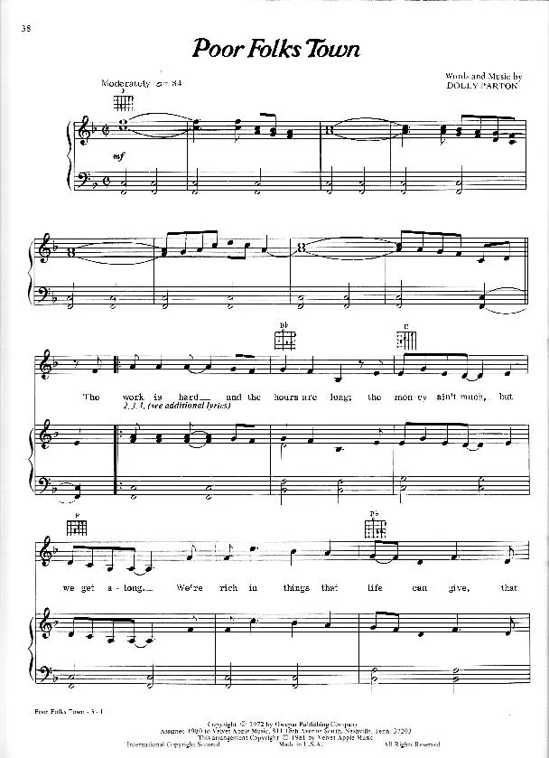 télécharger la partition d'accordéon Poor Folks Town (Swing Madison) au format PDF