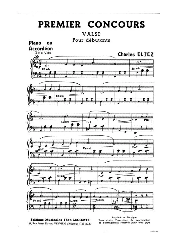 télécharger la partition d'accordéon Premier concours (Interprète : Théo Lecomte) (Valse) au format PDF