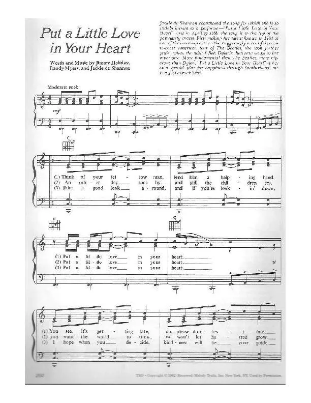 télécharger la partition d'accordéon Put a little love in your heart (Disco Rock) (Swing Madison) au format PDF