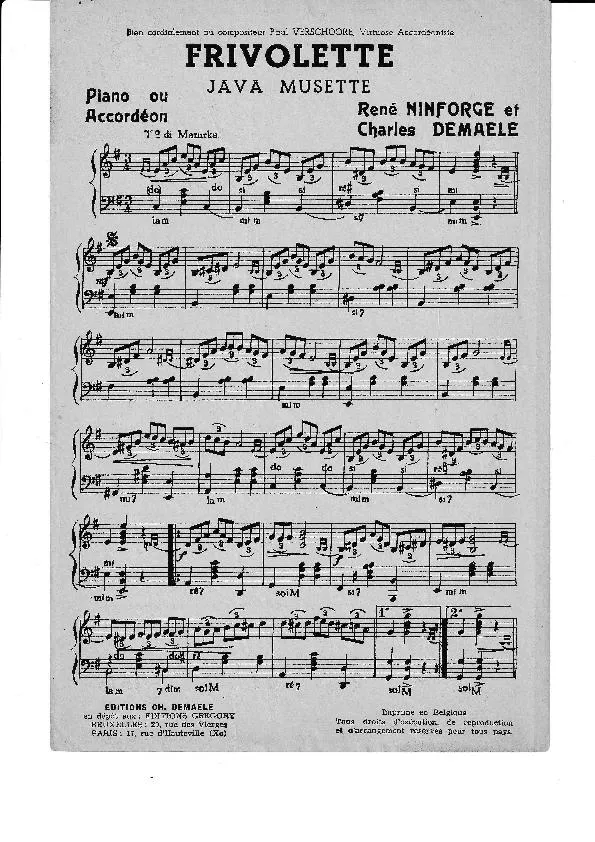 télécharger la partition d'accordéon Frivolette (Java Musette) au format PDF