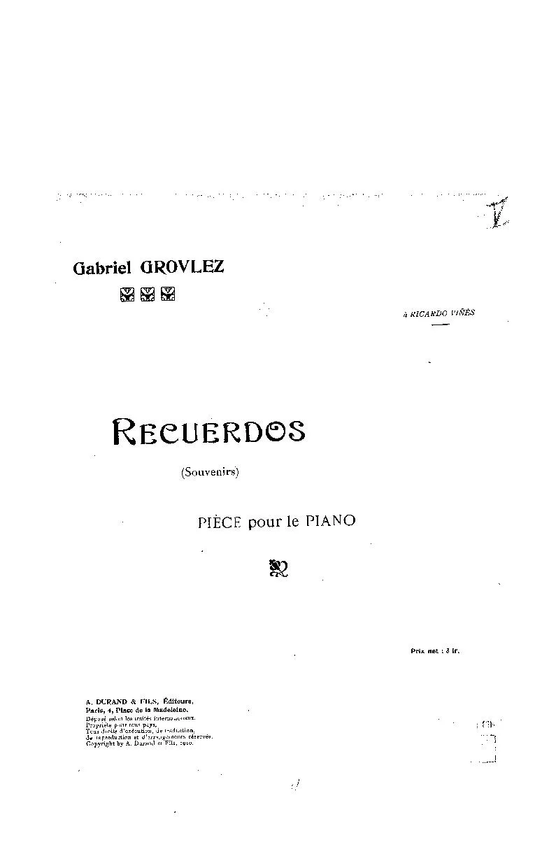 télécharger la partition d'accordéon Recuerdos (Souvenirs) au format PDF