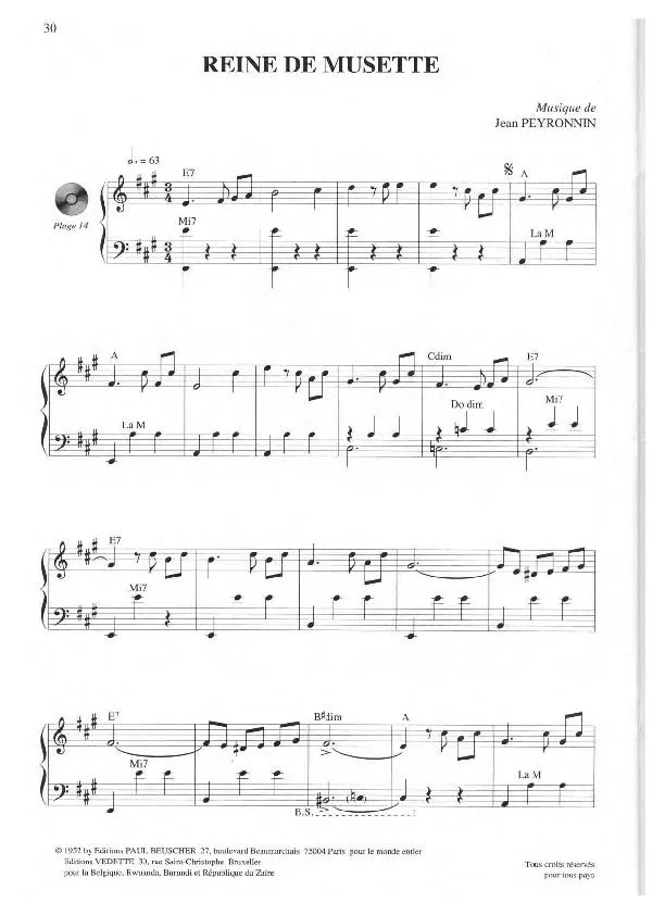 télécharger la partition d'accordéon Reine de Musette (Valse) au format PDF
