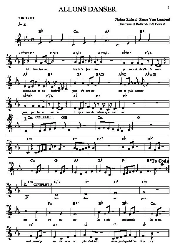télécharger la partition d'accordéon Allons danser (Fox Trot) au format PDF