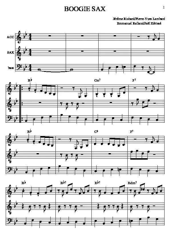 télécharger la partition d'accordéon Boogie Sax au format PDF