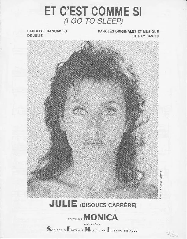 télécharger la partition d'accordéon Et c'est comme si (I go to sleep) (Chant : Julie Piétri) au format PDF