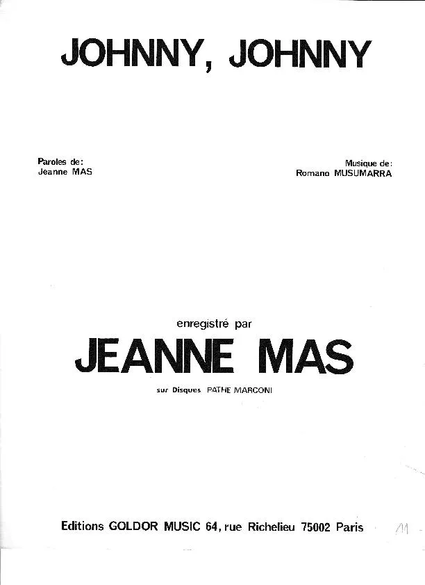 télécharger la partition d'accordéon Johnny Johnny au format PDF