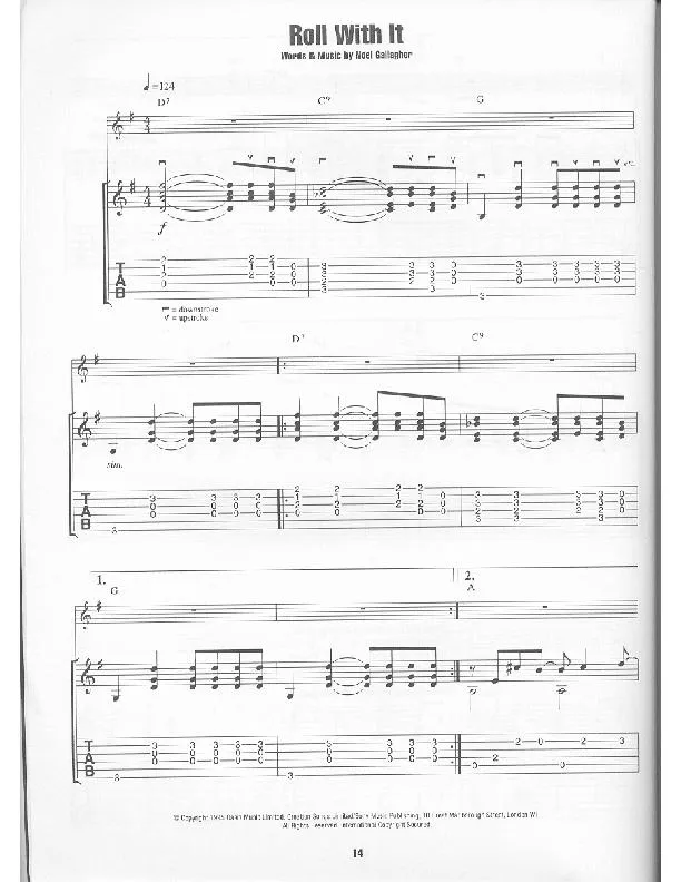 télécharger la partition d'accordéon Roll with it (Interprètes : Oasis) (Disco Rock) au format PDF