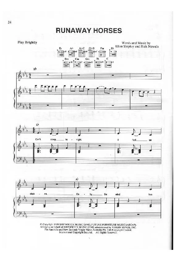 télécharger la partition d'accordéon Runaway horses (Chant : Belinda Carlisle) (Disco Rock) au format PDF