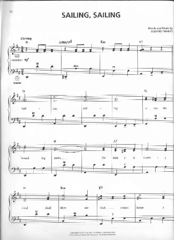 télécharger la partition d'accordéon Sailing, sailing (Arrangement : Gary Meisner) (Valse) au format PDF