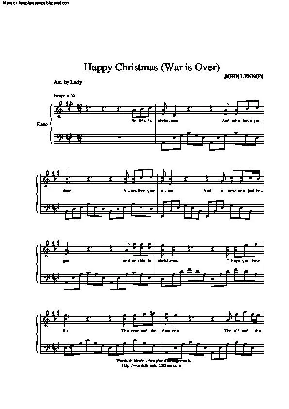 télécharger la partition d'accordéon Happy Christmas (War is over) (Arrangement by : Ludy) au format PDF