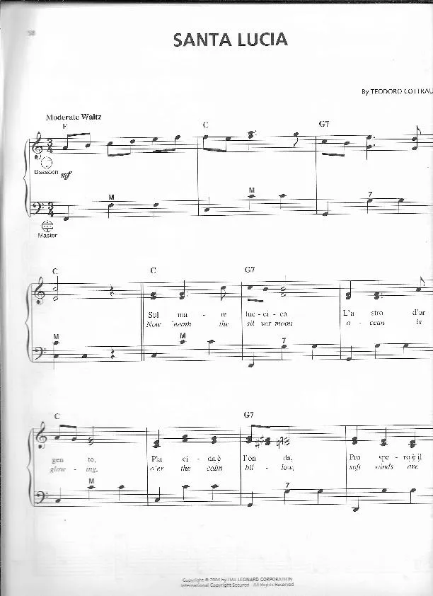 télécharger la partition d'accordéon Santa Lucia (Arrangement : Gary Meisner) (Valse Lente) au format PDF