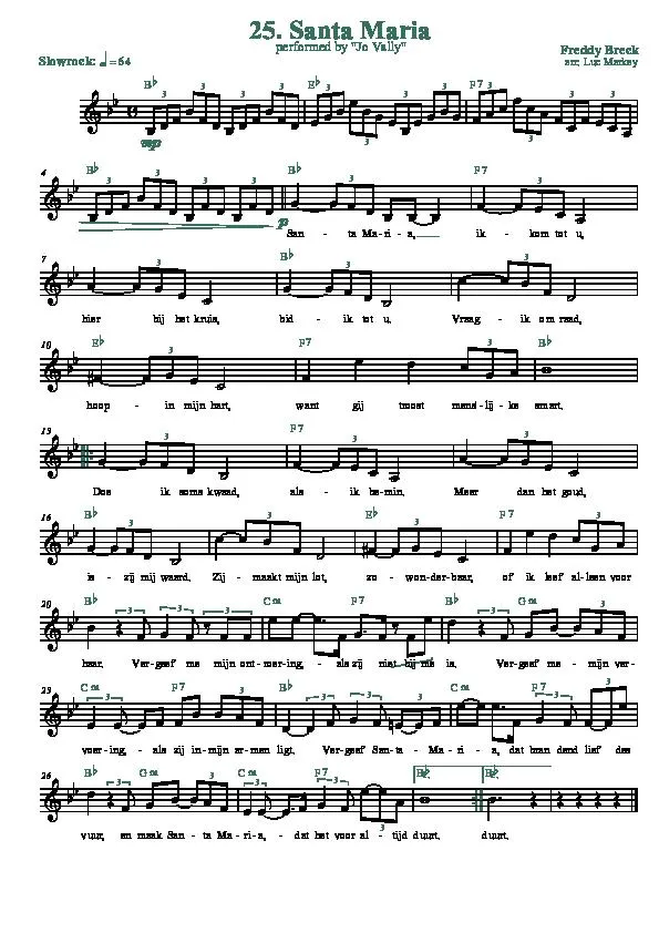 télécharger la partition d'accordéon Santa Maria (Arrangement : Luc Markey) (Chant : Jo Vally) (Slow Rock) au format PDF