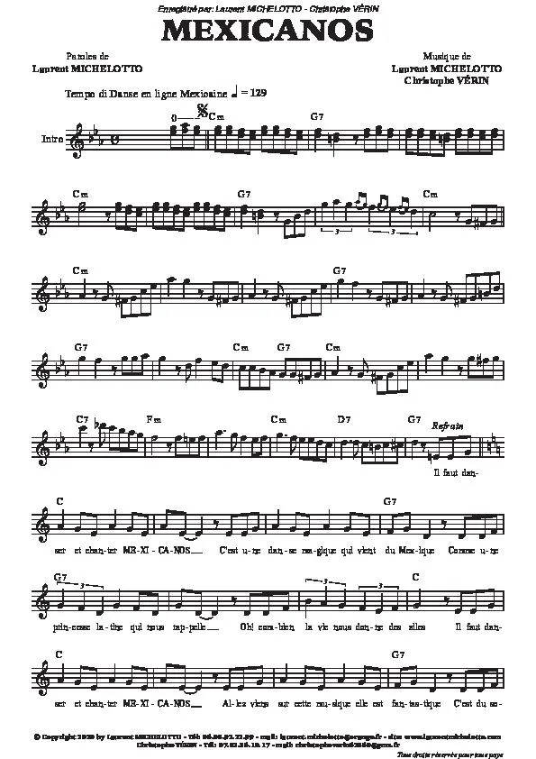 télécharger la partition d'accordéon Mexicanos (Danse en ligne Mexicaine) au format PDF