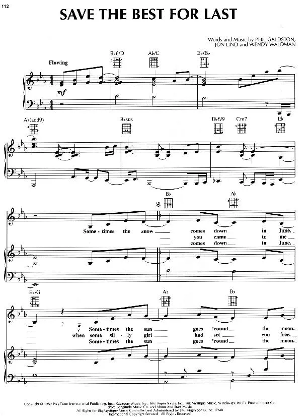 télécharger la partition d'accordéon Save the best for last (Chant : Vanessa Williams) (Slow Rumba) au format PDF