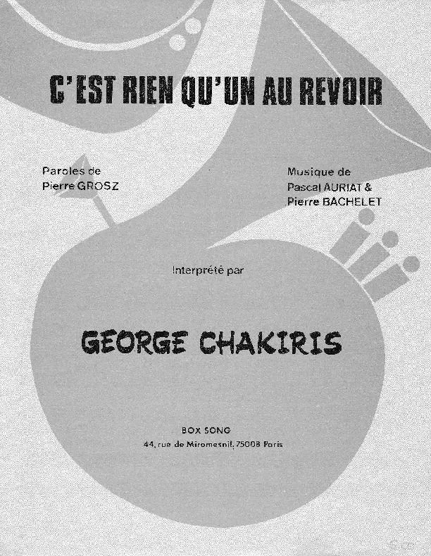 télécharger la partition d'accordéon C'est rien qu'un au revoir (Chant : George Sakiris) au format PDF