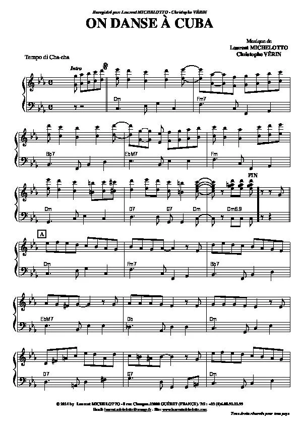 télécharger la partition d'accordéon On danse à Cuba (Cha Cha) au format PDF