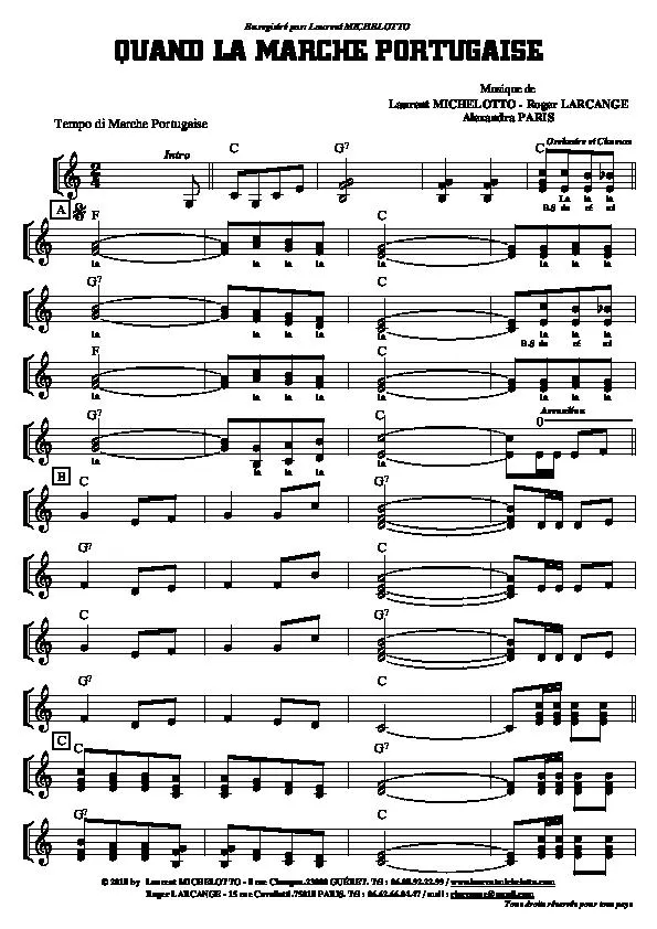 télécharger la partition d'accordéon Quand la marche portugaise au format PDF