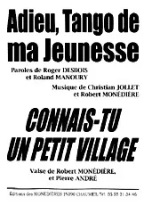 télécharger la partition d'accordéon ADIEU, TANGO DE MA JEUNESSE &  CONNAIS-TU UN PETIT VILLAGE au format PDF