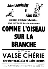 télécharger la partition d'accordéon COMME L'OISEAU SUR LA BRANCHE - VALSE CHERIE au format PDF